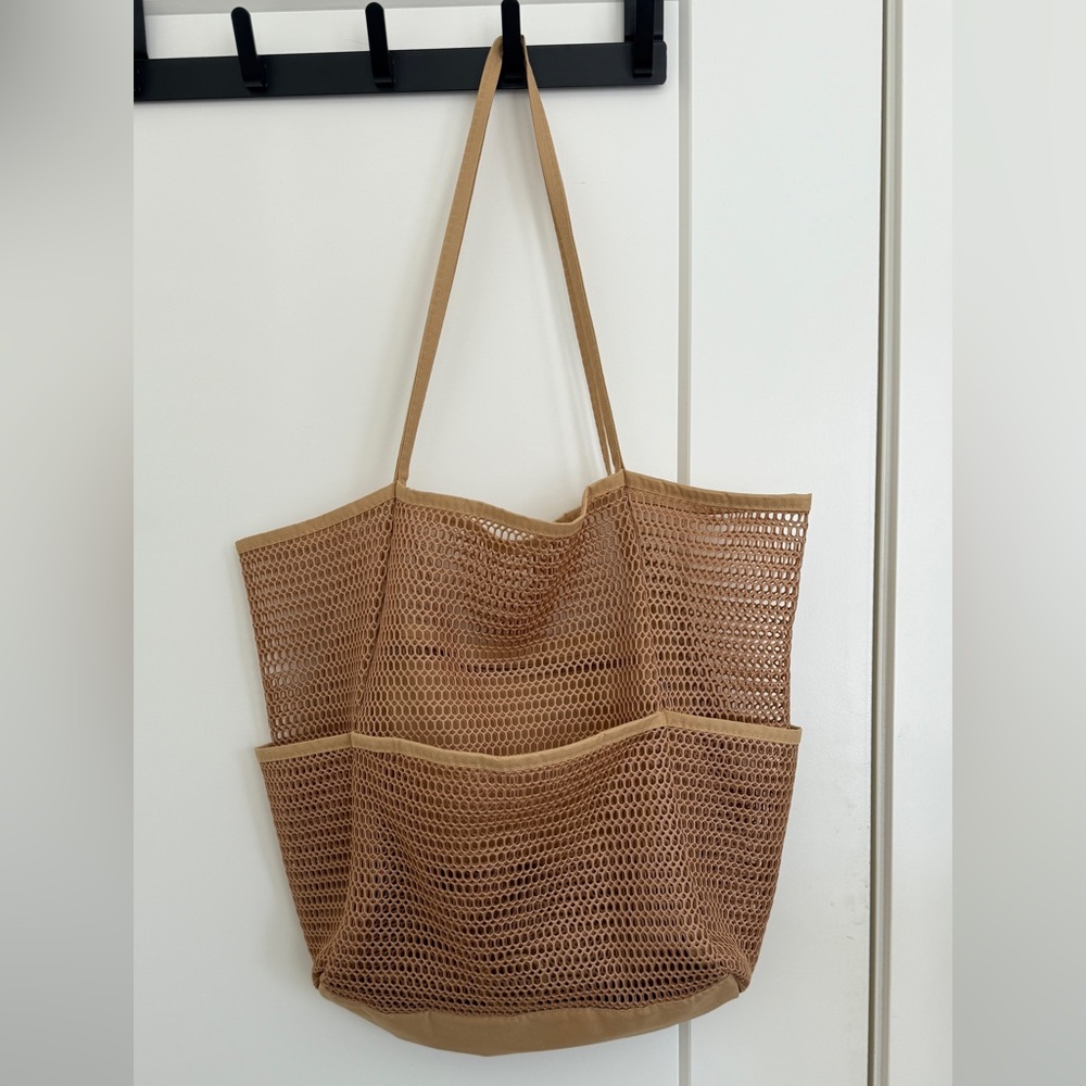 Tan Mesh Tote Bag